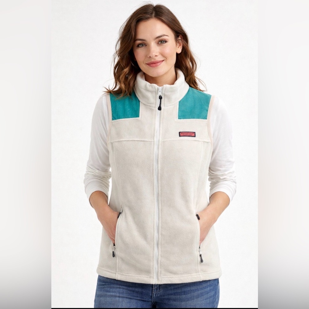 Vineyard Vines White & Turquoise Vest Size Small